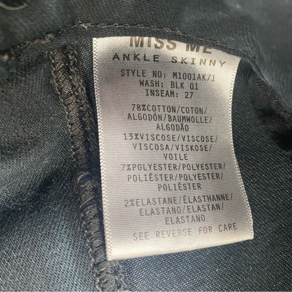 Miss Me Women's Black 01 Raw Hem Stretchy Ankle Skinny Denim Jeans Size 26 - Picture 11 of 12
